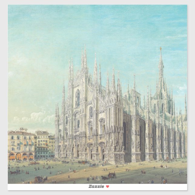 Piazza del Duomo in Milan by Carlo Bossoli   (Sheet)