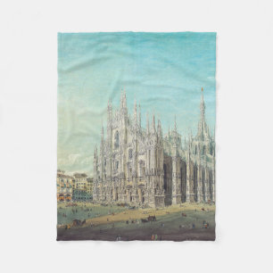 Piazza del Duomo in Milan by Carlo Bossoli   Fleece Blanket