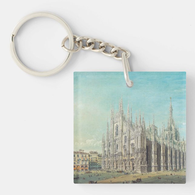 Piazza del Duomo in Milan by Carlo Bossoli   Key Ring (Front)