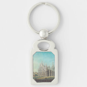 Piazza del Duomo in Milan by Carlo Bossoli Key Ring