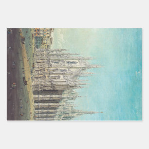 Piazza del Duomo in Milan by Carlo Bossoli   Wrapping Paper Sheet