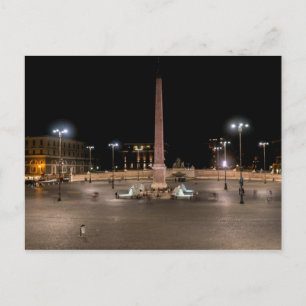 Piazza del Popolo at night - Rome, Italy Postcard