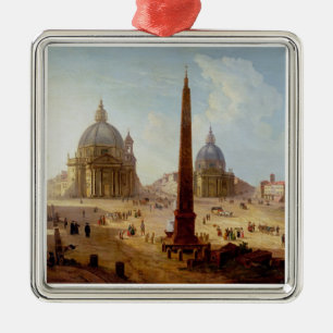 Piazza del Popolo, Rome (oil on canvas) Metal Tree Decoration