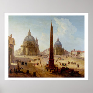 Piazza del Popolo, Rome (oil on canvas) Poster
