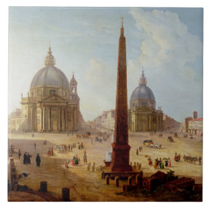Piazza del Popolo, Rome (oil on canvas) Tile