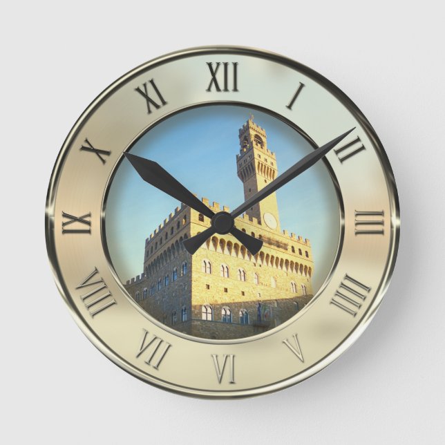 Piazza della Signoria, Florence, Italy Round Clock (Front)