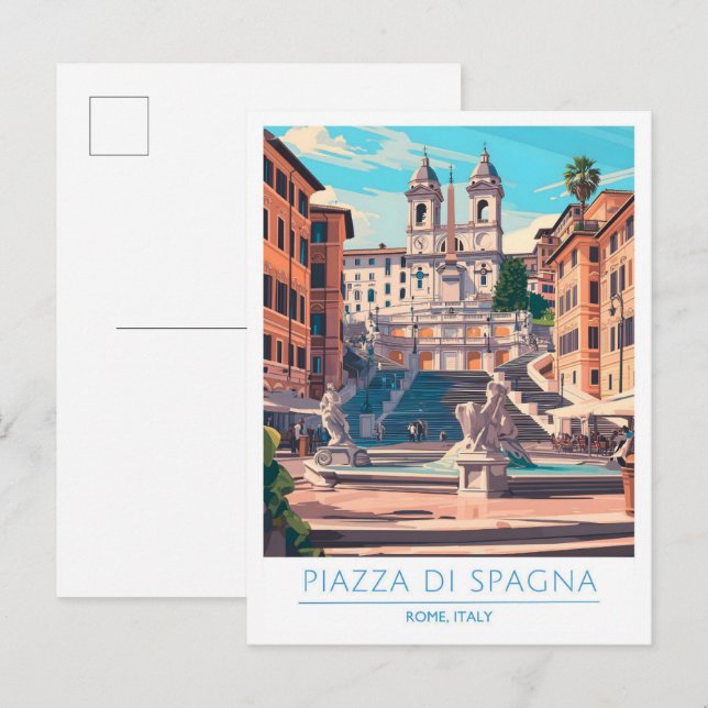 Piazza di Spagna Rome Italy Vintage Travel  Postcard (Front/Back)