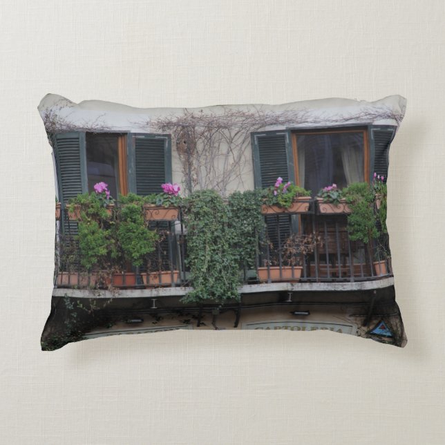 Piazza Navona Balcony - Rome, Italy Decorative Cushion (Front)
