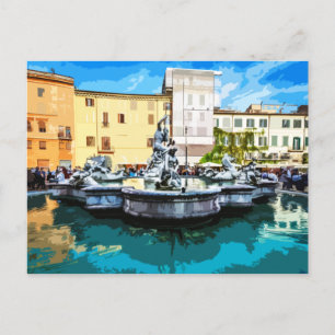 Piazza Navona Fountain Square Rome Italy Postcard