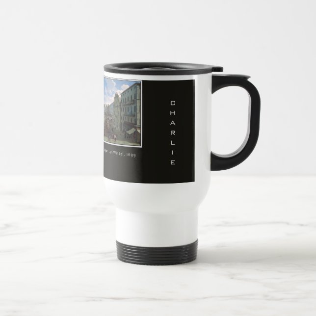 Piazza Navona, Rome art custom monogram mugs (Right)