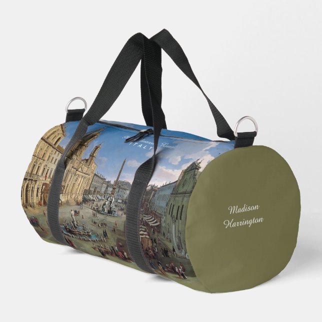 Piazza Navona, Rome custom name Duffle Bag (Left Corner)