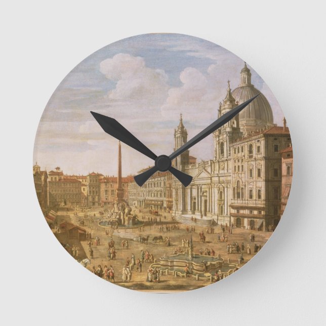 Piazza Navona, Rome, looking South toward Palazzo Round Clock (Front)