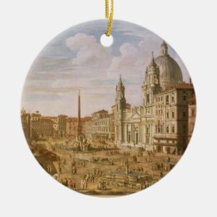 Piazza Navona, Rome, looking South towards Palazzo Ceramic Tree Decoration