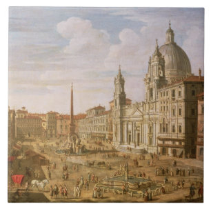 Piazza Navona, Rome, looking South towards Palazzo Tile