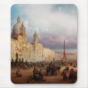 Piazza Navona Rome Market 1850s Art Mouse Mat