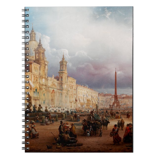Piazza Navona Rome Market 1850s Art Notebook (Front)