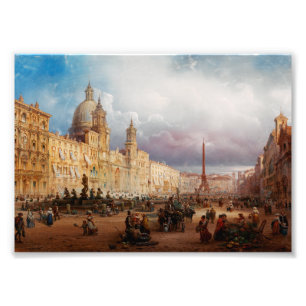Piazza Navona Rome Market 1850s Art Photo Print