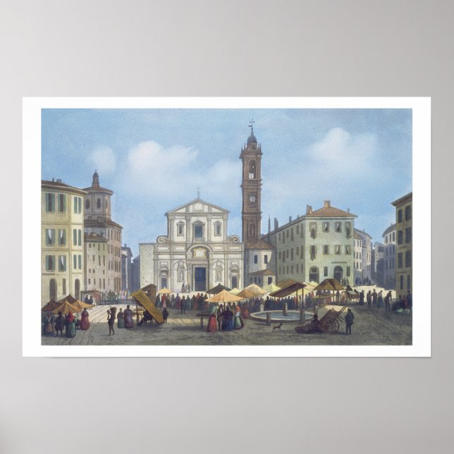 Piazza Santo Stefano from 'Views of Milan and its Poster (Front)
