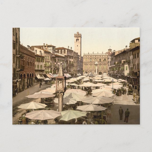 Piazzi delle Erbe, Verona, Italy Postcard (Front)