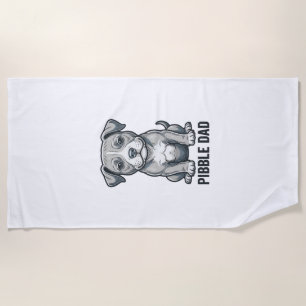 Pibble Dad Vintage Engraving Dog Shirt Design_1 Beach Towel