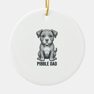 Pibble Dad Vintage Engraving Dog Shirt Design_1 Ceramic Tree Decoration