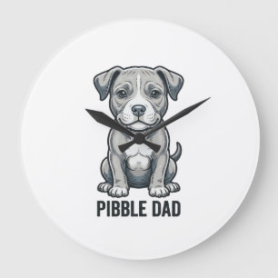 Pibble Dad Vintage Engraving Dog Shirt Design_1 Large Clock