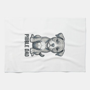 Pibble Dad Vintage Engraving Dog Shirt Design_1 Tea Towel