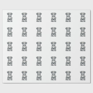 Pibble Dad Vintage Engraving Dog Shirt Design_1 Wrapping Paper
