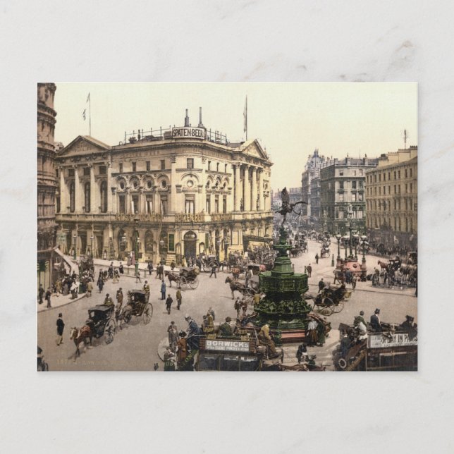 Picadilly Circus, London c.1895 Postcard (Front)