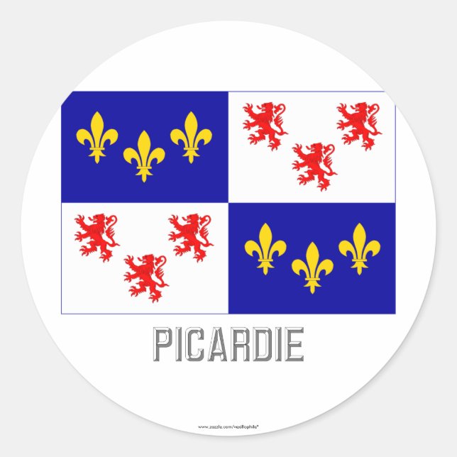 Picardie flag with name classic round sticker (Front)