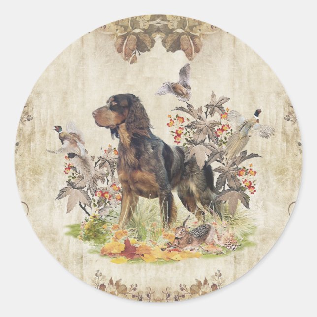 Picardy Spaniel , Bird hunting     Classic Round Sticker (Front)