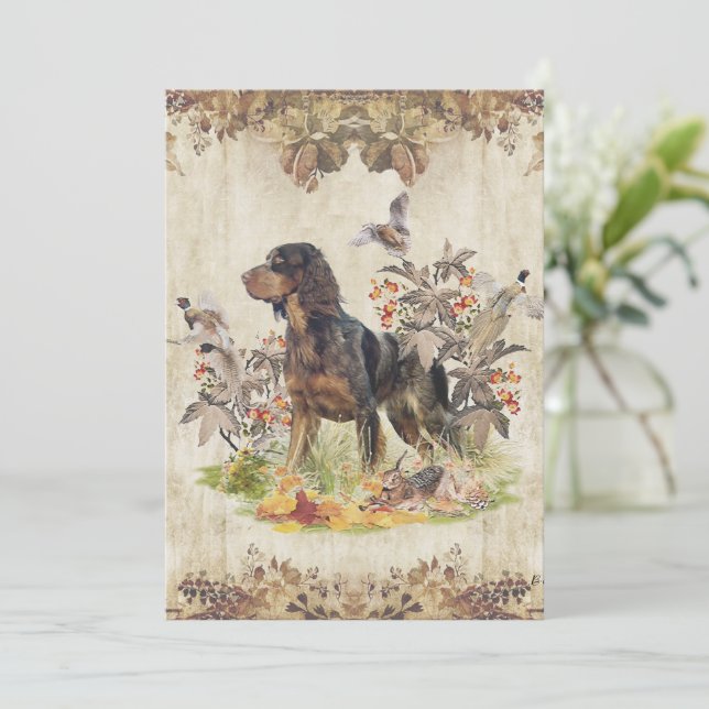 Picardy Spaniel , Bird hunting   Invitation (Standing Front)