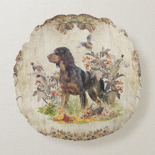 Picardy Spaniel , Bird hunting    Round Cushion