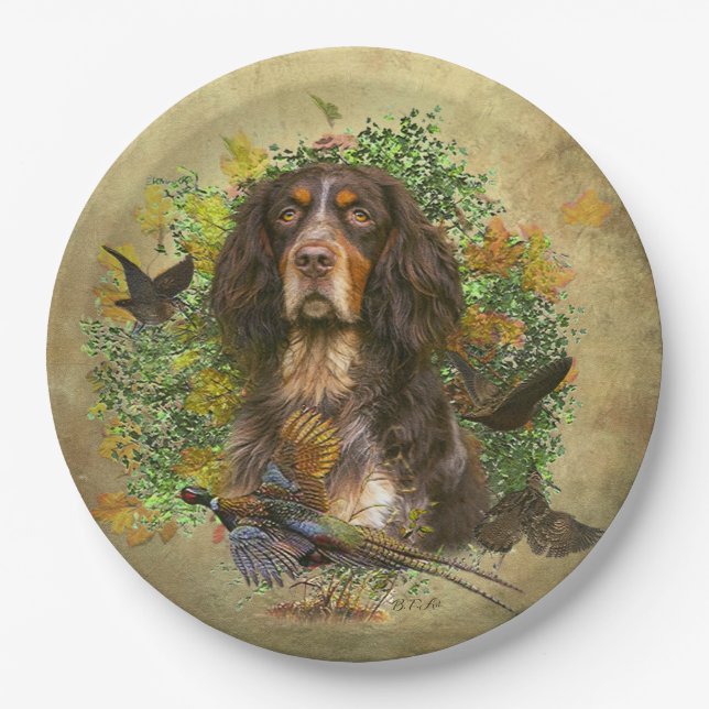 Picardy Spaniel , Hunting season    Paper Plate (Front)