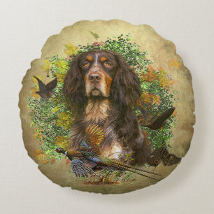 Picardy Spaniel , Hunting season Round Cushion