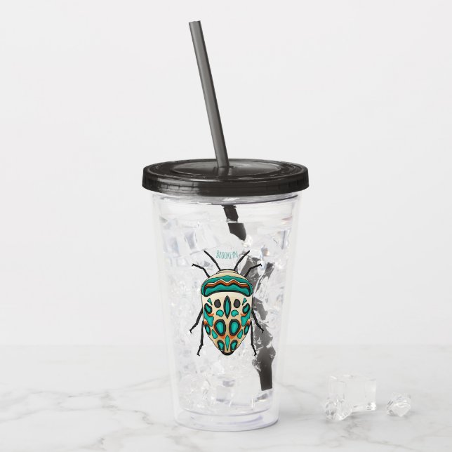 Picasso bug cartoon illustration  acrylic tumbler (Front Ice)