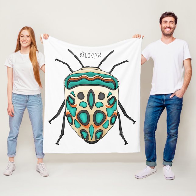 Picasso bug cartoon illustration fleece blanket (In Situ)