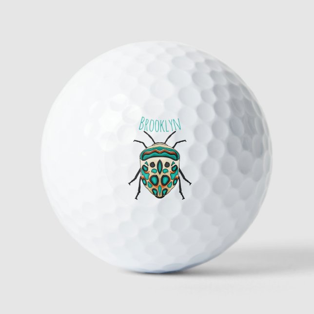 Picasso bug cartoon illustration golf balls (Front)