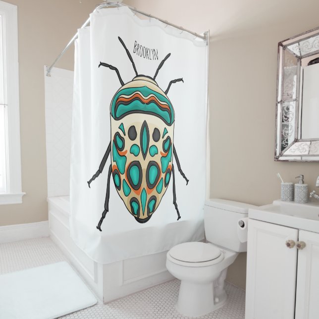 Picasso bug cartoon illustration  shower curtain (In Situ)