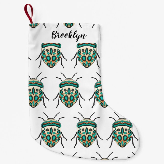 Picasso bug cartoon illustration  small christmas stocking (Front)