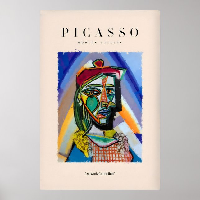 Picasso Bust Portrait Abstract Art Print Colourful (Front)