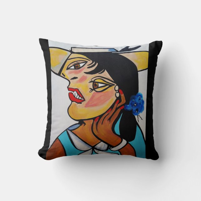 PICASSO BY NORA  YELLOW HAT CUSHION (Front)