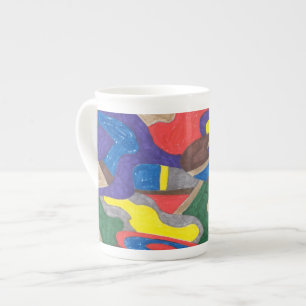 "Picasso Cat" Abstract Art Bone China Mug