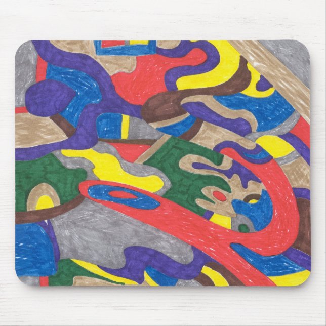 "Picasso Cat" Abstract Art Mouse Mat (Front)