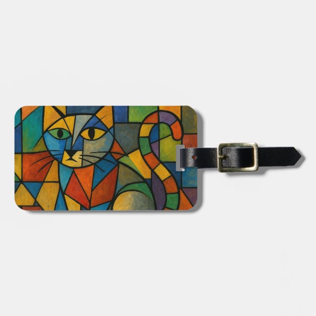 picasso cat collage luggage tag (Front Horizontal)