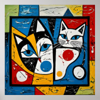 Picasso,Cat, Family,Kitzch,Art,Whiskers,Colourful,