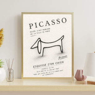 Picasso Dog Sketch Minimalist Dog Artwork Poster