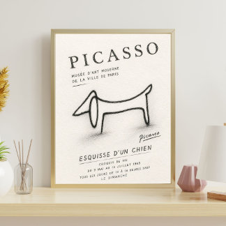 Picasso Dog Sketch | Minimalist Dog Artwork Poster