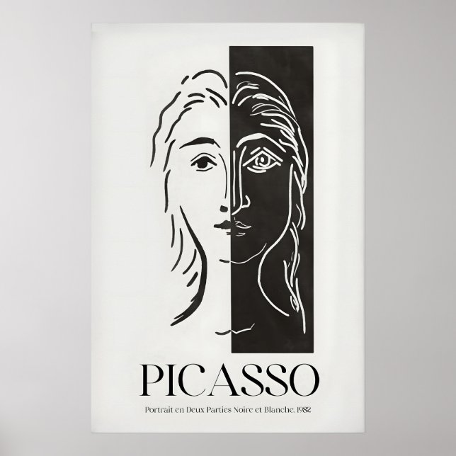 Picasso Portrait Deux Parties Black White Split Poster (Front)