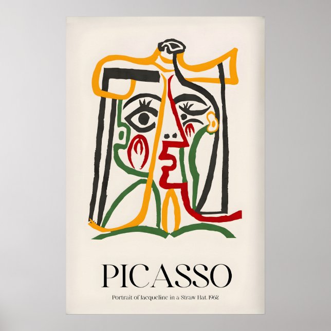 Picasso Portrait Jacqueline Straw Hat962 Abstract Poster (Front)